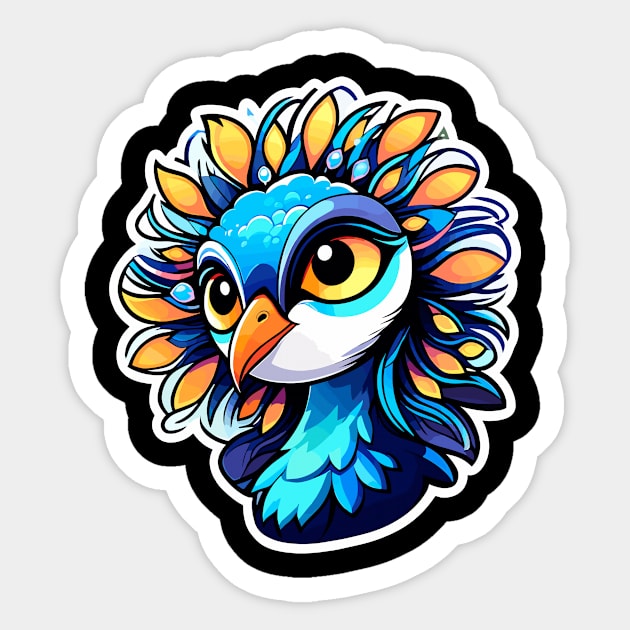 Peacock Bird Illustration Sticker by FluffigerSchuh